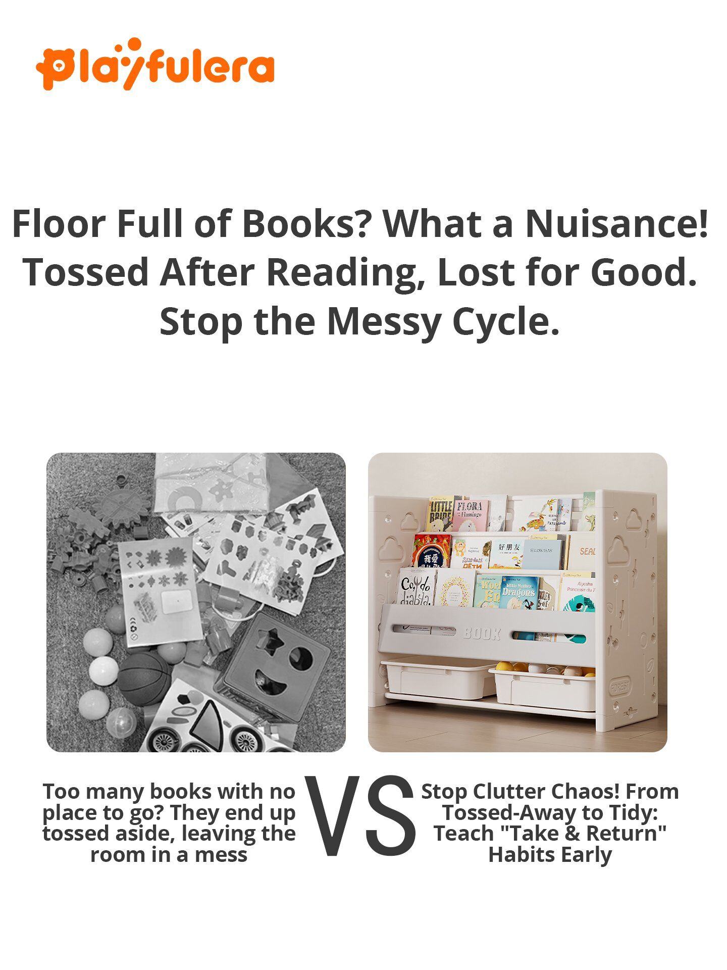 Kids Room Toy Storage Rack - Gray & White Minimalist INS Style, Modular Design (Holds Toys/Books/Decor) - Image 5