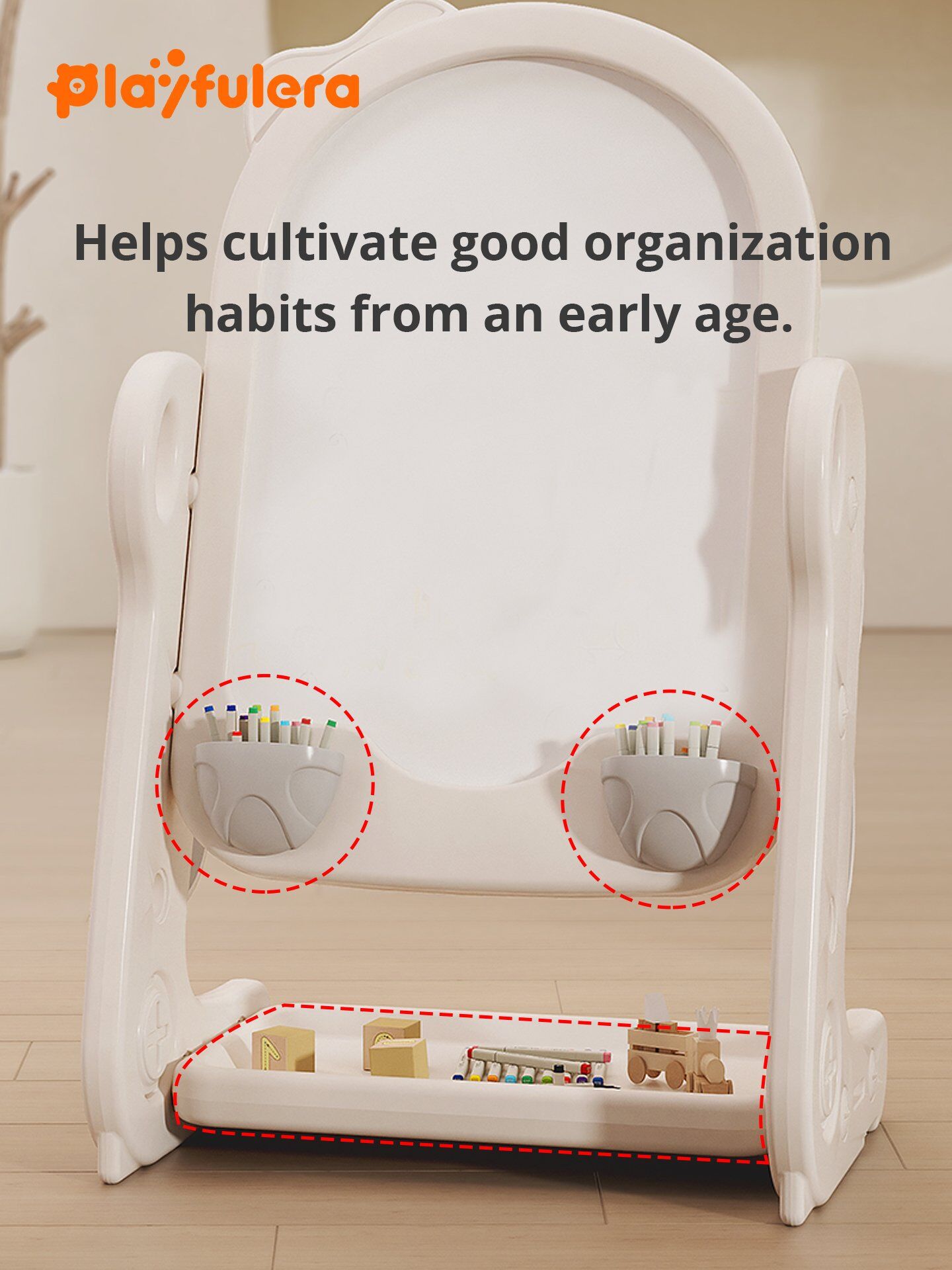 Dino-Shaped Kids Multi-Functional Drawing Board for Ages 1-6 - 2 Adjustable Heights, 5 Colors, INS Style, Dust-Free Easy Wipe - Image 5